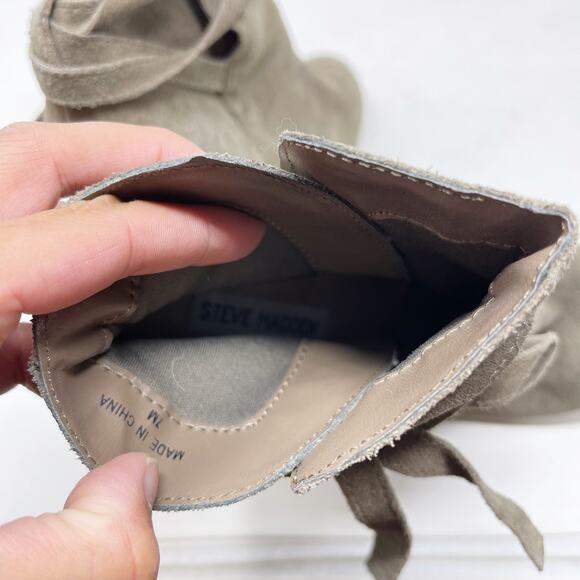 Steve Madden Womens 7 Taupe Loreen Suede Leather Tie Strap Ankle Booties Almond - Picture 10 of 12